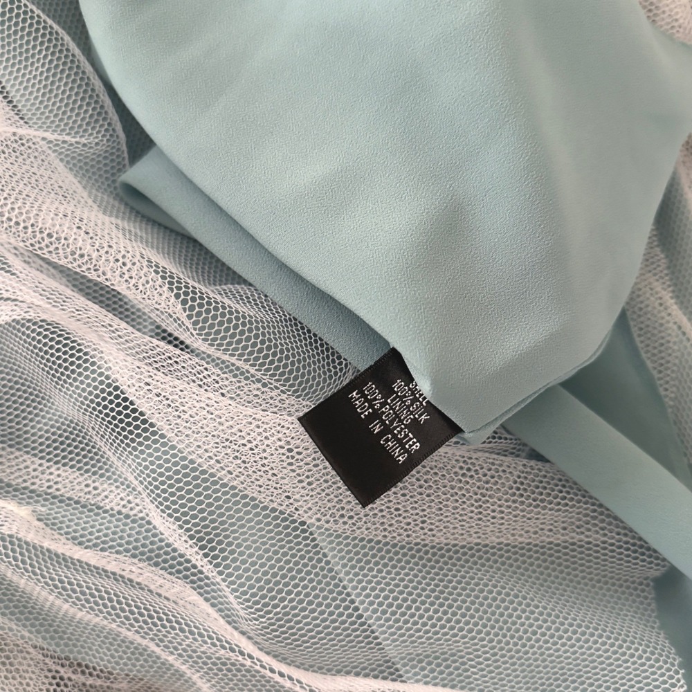 Y2K Teal Silk Floral Sequin Halter Midi A Line Dress Flowy Pleats Formal Size 8 - Picture 8 of 11